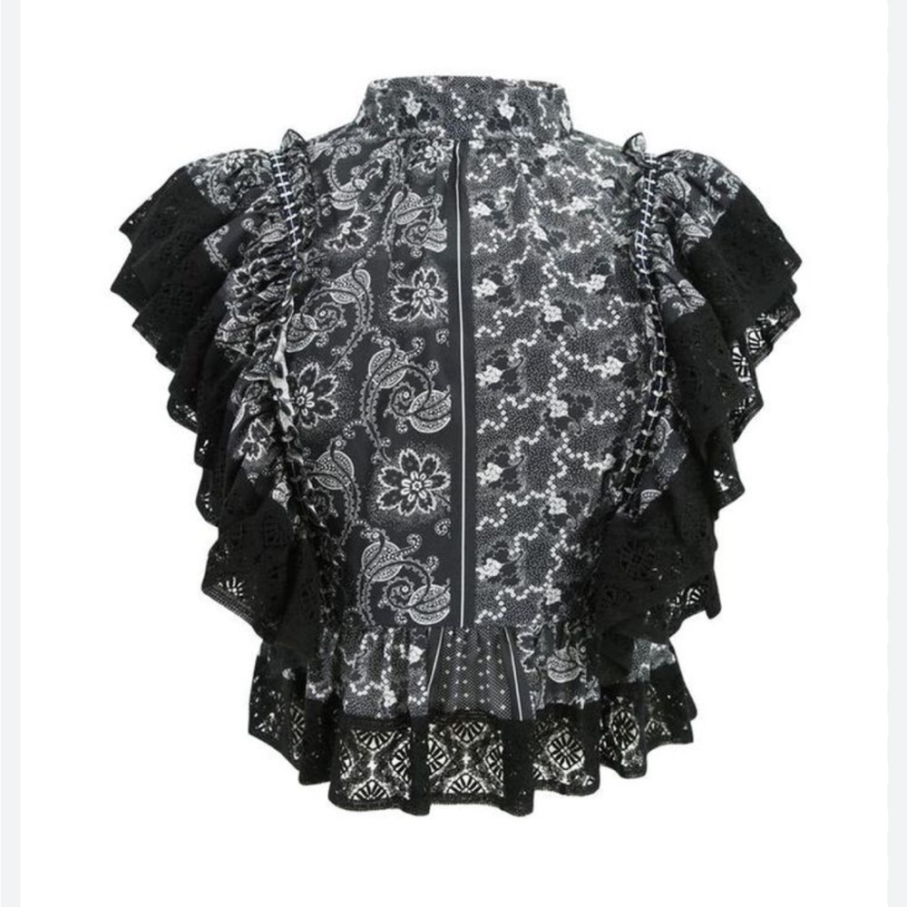 Hunter Bell Eliza Ruffle Black Floral Top New with Tags Never Worn Size Ladies 4